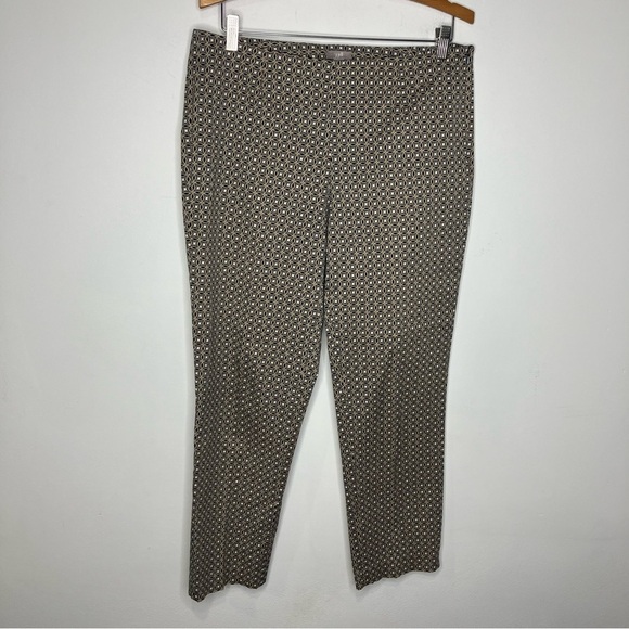 J. Jill tapered slacks black tan white geometric pattern size 10 - Picture 1 of 7